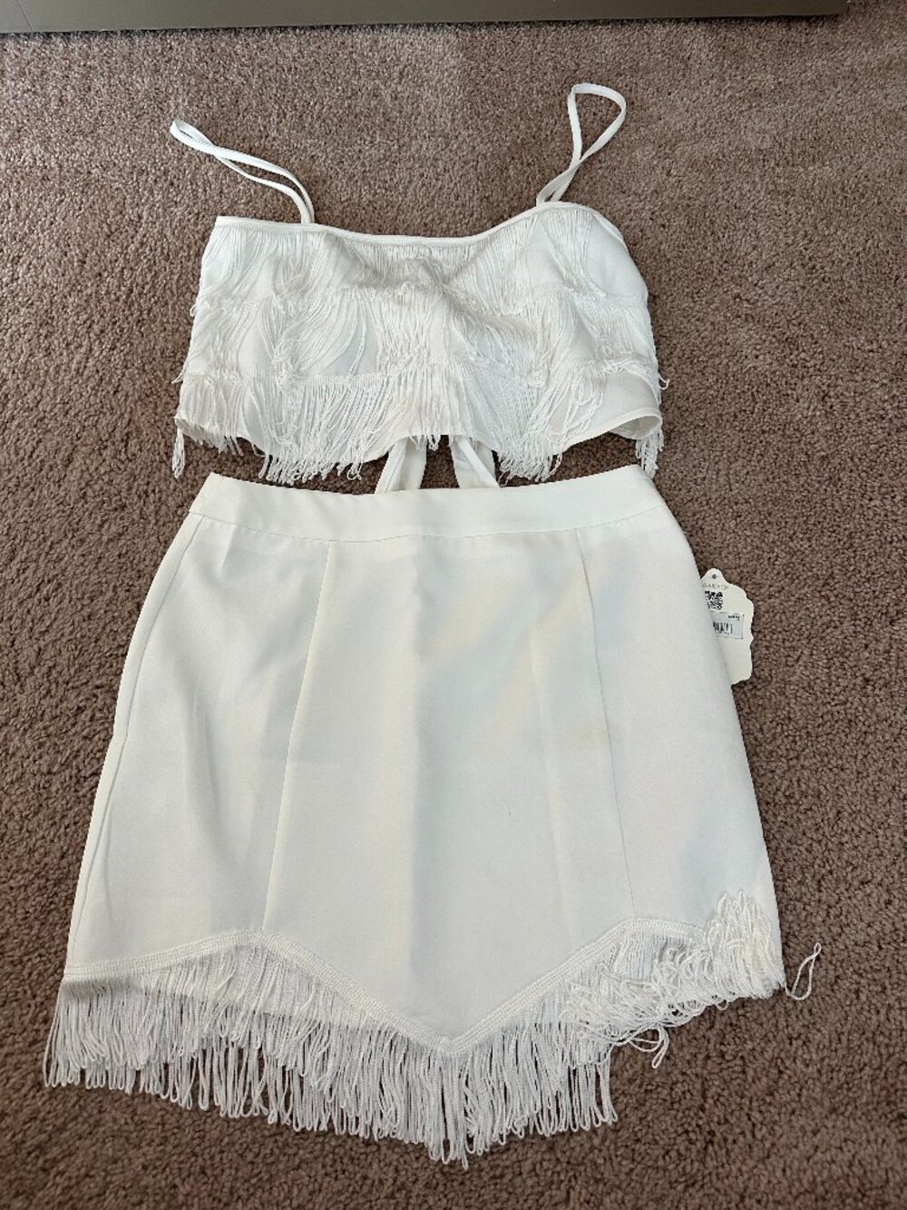 Altar'd State White Fringe Top and Skirt